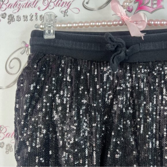 24hrs pants sparkly shimmer sequins embroidered shiny Black Sequin Pants - Picture 3 of 8